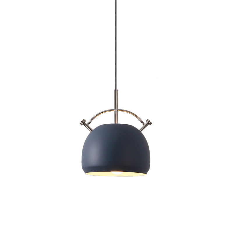 Metal Curved Shade Pendant Lamp Restaurant Cafe 1 Head Macaron Style Ceiling Lamp Clearhalo 'Ceiling Lights' 'Pendant Lights' 'Pendants' Lighting' 182197