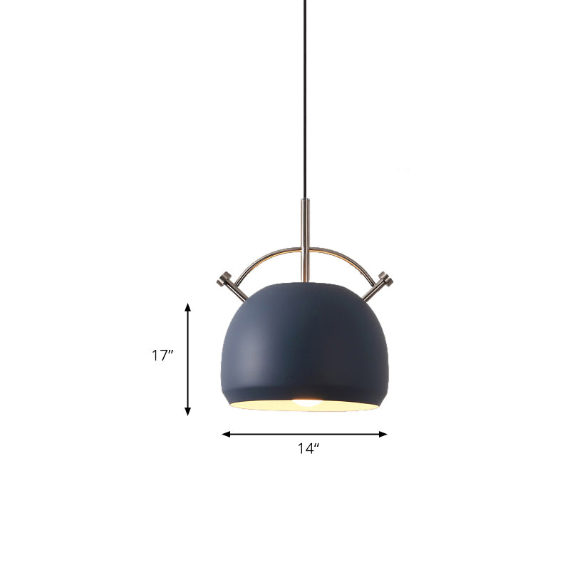 Metal Curved Shade Pendant Lamp Restaurant Cafe 1 Head Macaron Style Ceiling Lamp Clearhalo 'Ceiling Lights' 'Pendant Lights' 'Pendants' Lighting' 182198