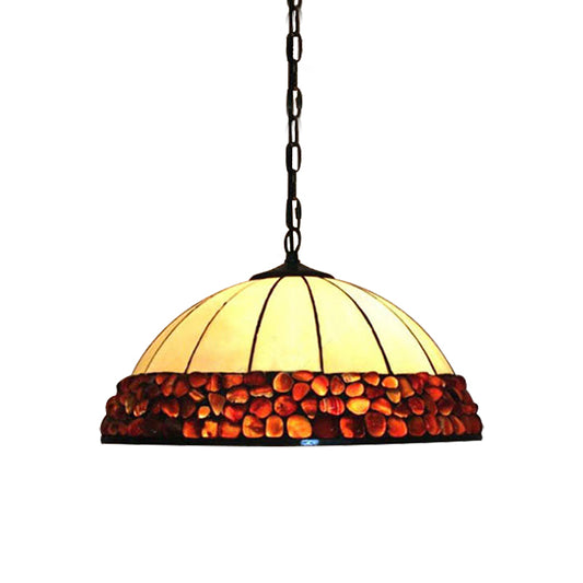 Dome Shape Hanging Lamp Kit Tiffany Hand Rolled Art Glass 3 Lights Dark Red Suspended Lighting Fixture Clearhalo 'Ceiling Lights' 'Industrial' 'Middle Century Pendants' 'Pendant Lights' 'Pendants' 'Tiffany close to ceiling' 'Tiffany Pendants' 'Tiffany' Lighting' 182230