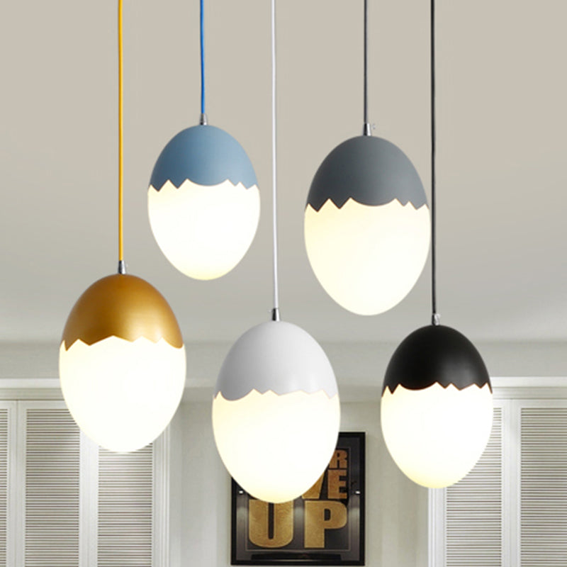 Modern Stylish Hanging Light Eggshell Acrylic Metal Suspension Light for Dining Room Clearhalo 'Ceiling Lights' 'Glass shade' 'Glass' 'Pendant Lights' 'Pendants' Lighting' 182232