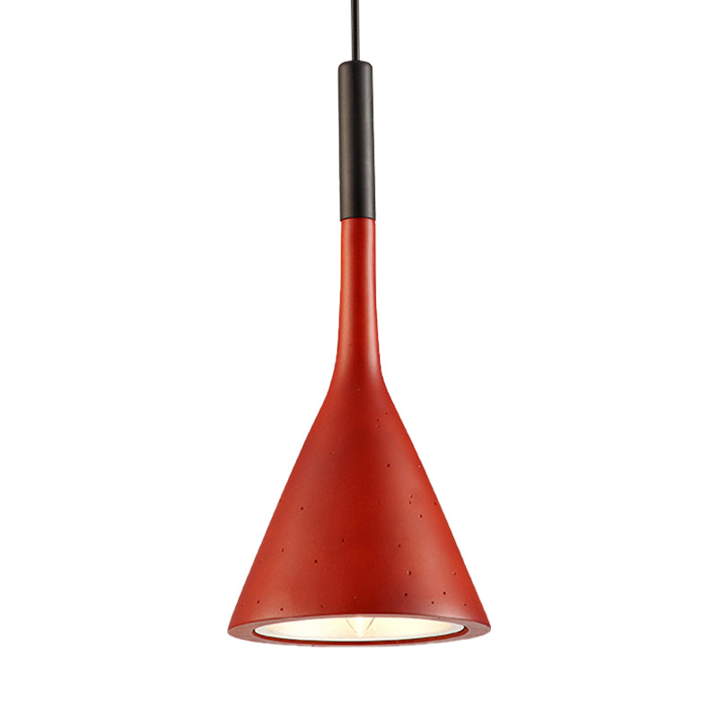 Metallic Funnel Shade Hanging Lamp Adult Bedroom 1 Bulb Contemporary Pendant Light Clearhalo 'Ceiling Lights' 'Modern Pendants' 'Modern' 'Pendant Lights' 'Pendants' Lighting' 182302