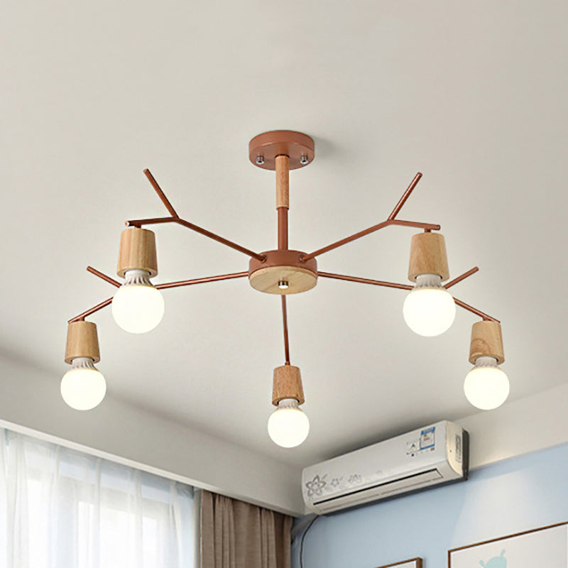 Branch Shape Living Room Chandelier Metal Multi Heads Nordic Stylish Pendant Light 5 Brown Clearhalo 'Ceiling Lights' 'Chandeliers' Lighting' options 182339_368a4f52-7de9-4bdc-9ad7-f9f1a718188f