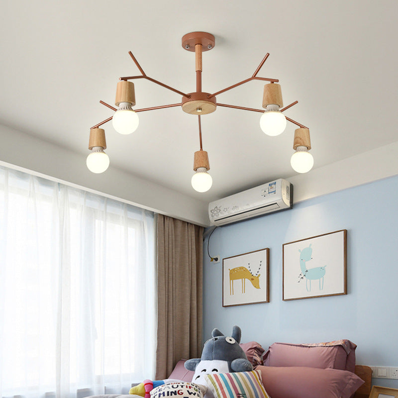Branch Shape Living Room Chandelier Metal Multi Heads Nordic Stylish Pendant Light Clearhalo 'Ceiling Lights' 'Chandeliers' Lighting' options 182340
