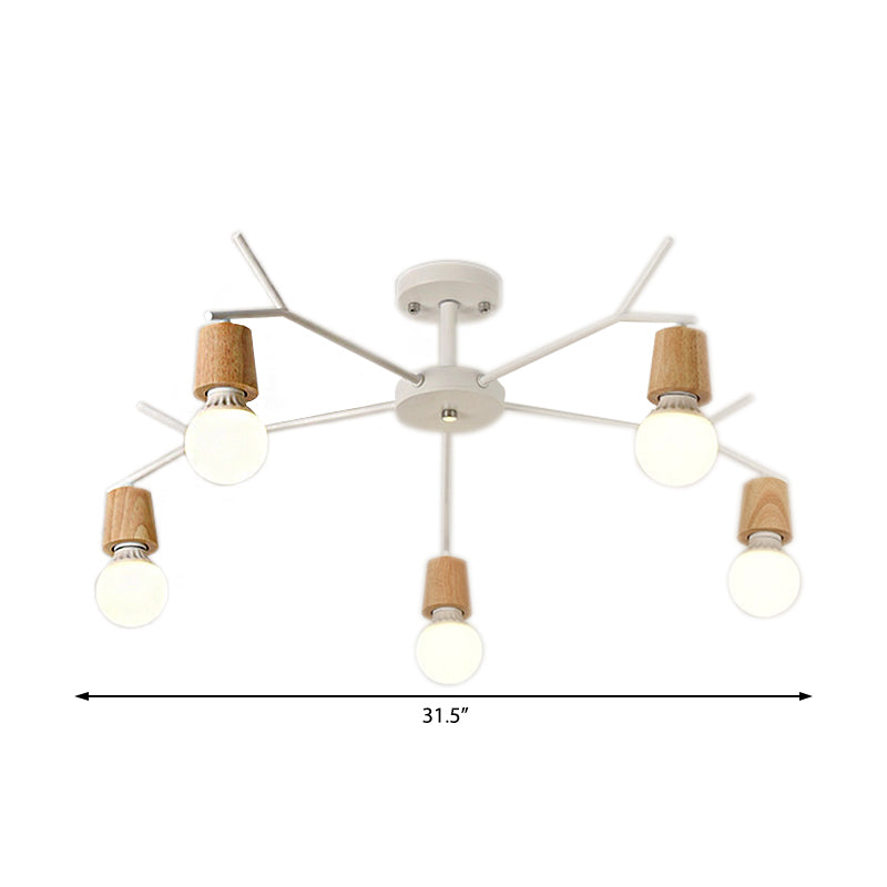 Branch Shape Living Room Chandelier Metal Multi Heads Nordic Stylish Pendant Light Clearhalo 'Ceiling Lights' 'Chandeliers' Lighting' options 182344