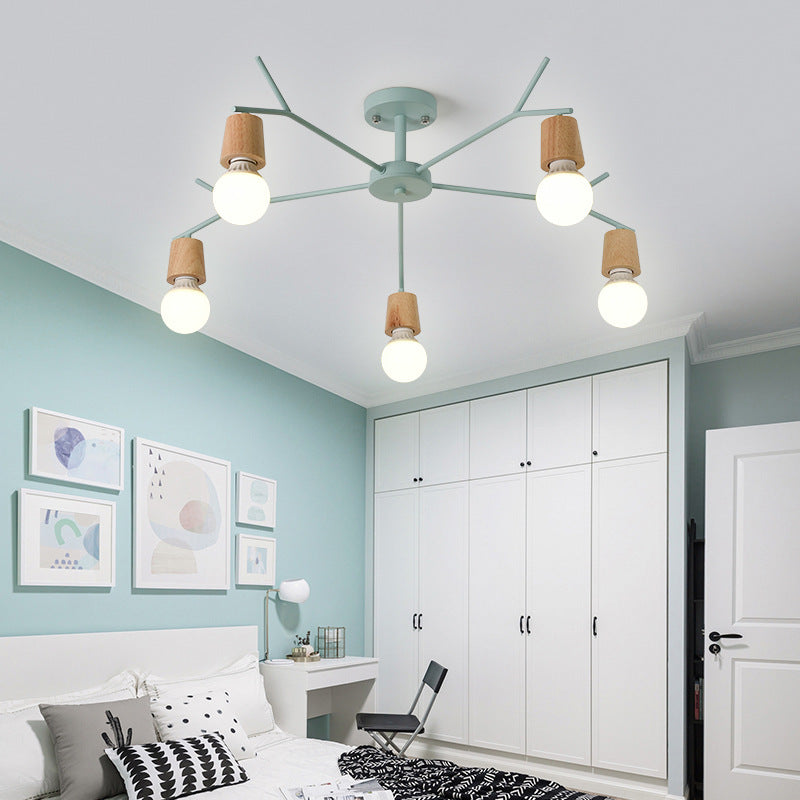 Branch Shape Living Room Chandelier Metal Multi Heads Nordic Stylish Pendant Light Clearhalo 'Ceiling Lights' 'Chandeliers' Lighting' options 182346