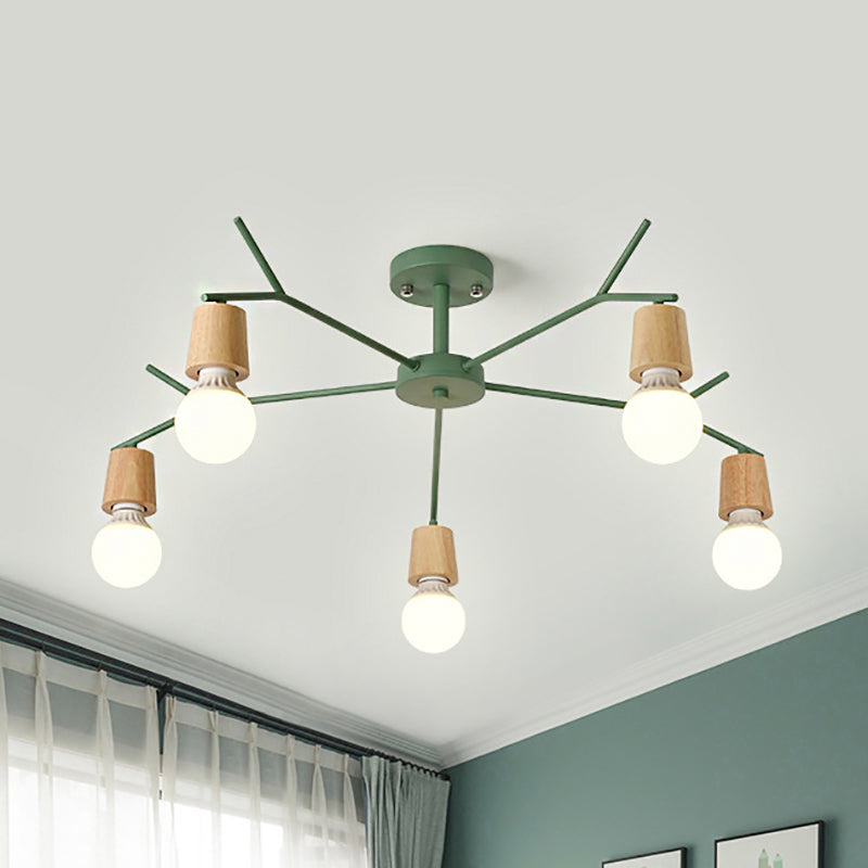 Branch Shape Living Room Chandelier Metal Multi Heads Nordic Stylish Pendant Light Clearhalo 'Ceiling Lights' 'Chandeliers' Lighting' options 182349