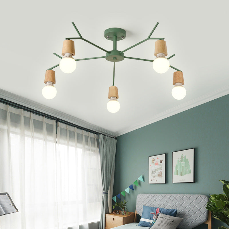 Branch Shape Living Room Chandelier Metal Multi Heads Nordic Stylish Pendant Light Clearhalo 'Ceiling Lights' 'Chandeliers' Lighting' options 182350