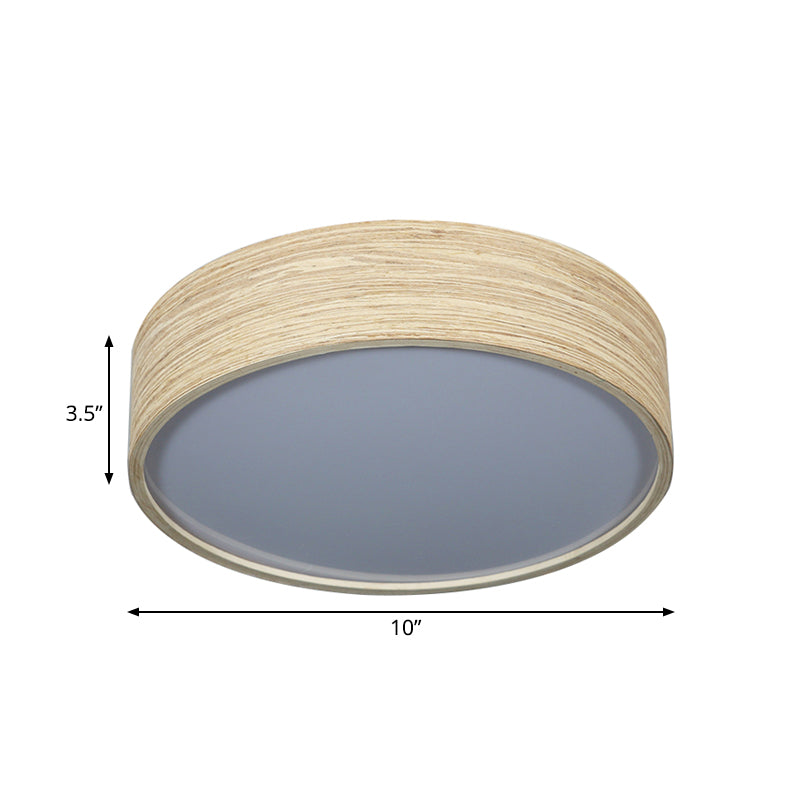 LED Dining Room Flushmount Lighting with Round Bamboo Shade Modern Wood Ceiling Lamp in Warm/White Light, 10"/14" W Clearhalo 'Ceiling Lights' 'Close To Ceiling Lights' 'Close to ceiling' 'Flush mount' Lighting' 182366