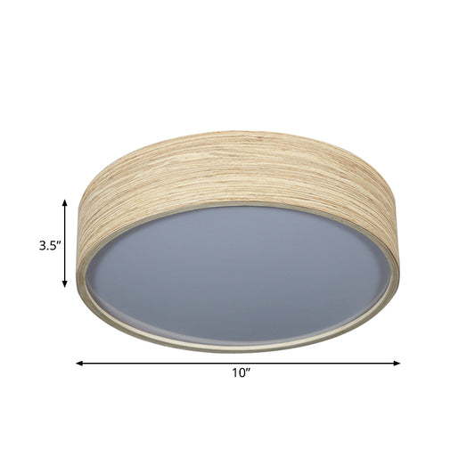 LED Dining Room Flushmount Lighting with Round Bamboo Shade Modern Wood Ceiling Lamp in Warm/White Light, 10"/14" W Clearhalo 'Ceiling Lights' 'Close To Ceiling Lights' 'Close to ceiling' 'Flush mount' Lighting' 182366