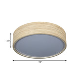 LED Dining Room Flushmount Lighting with Round Bamboo Shade Modern Wood Ceiling Lamp in Warm/White Light, 10"/14" W Clearhalo 'Ceiling Lights' 'Close To Ceiling Lights' 'Close to ceiling' 'Flush mount' Lighting' 182366