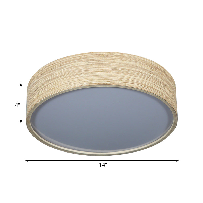 LED Dining Room Flushmount Lighting with Round Bamboo Shade Modern Wood Ceiling Lamp in Warm/White Light, 10"/14" W Clearhalo 'Ceiling Lights' 'Close To Ceiling Lights' 'Close to ceiling' 'Flush mount' Lighting' 182367