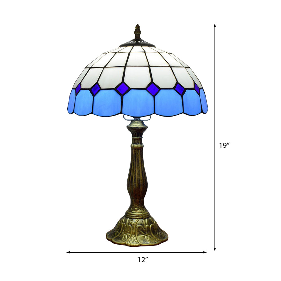 Domed Accent Table Lamp Retro Style Stained Glass 1 Light Decorative Accent Lamp for Bedside Clearhalo 'Lamps' 'Table Lamps' Lighting' 182447