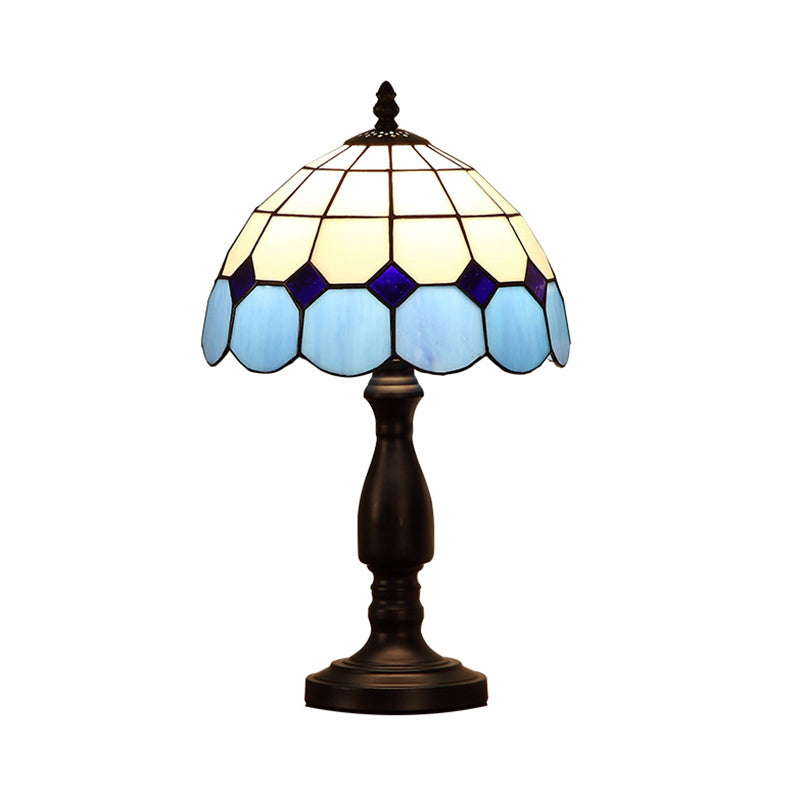 Domed Accent Table Lamp Retro Style Stained Glass 1 Light Decorative Accent Lamp for Bedside Clearhalo 'Lamps' 'Table Lamps' Lighting' 182450