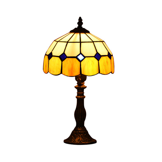 Domed Accent Table Lamp Retro Style Stained Glass 1 Light Decorative Accent Lamp for Bedside Clearhalo 'Lamps' 'Table Lamps' Lighting' 182453