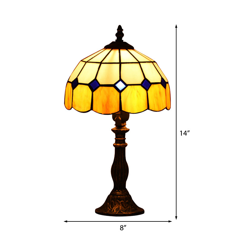 Domed Accent Table Lamp Retro Style Stained Glass 1 Light Decorative Accent Lamp for Bedside Clearhalo 'Lamps' 'Table Lamps' Lighting' 182454