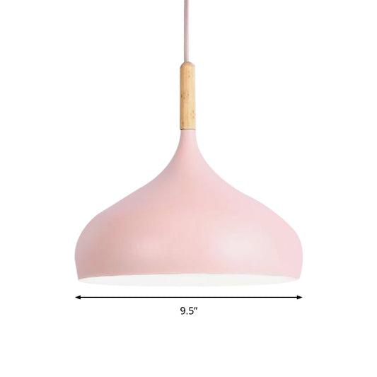 Aluminum Onion Shade Pendant Lamp Meeting Room 1 Light Macaron Suspension Light Clearhalo 'Ceiling Lights' 'Modern Pendants' 'Modern' 'Pendant Lights' 'Pendants' Lighting' 182462