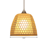 Asian Style Bucket Hanging Light Fixture with Cross Woven Design Bamboo 1 Bulb Bedroom Pendant Lamp Clearhalo 'Ceiling Lights' 'Pendant Lights' 'Pendants' Lighting' 182481