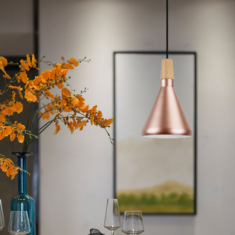 Rose Gold Pyramid Pendant Lamp 1 Head Modern Style Aluminum Hanging Lamp for Study Room Clearhalo 'Ceiling Lights' 'Modern Pendants' 'Modern' 'Pendant Lights' 'Pendants' Lighting' 182491