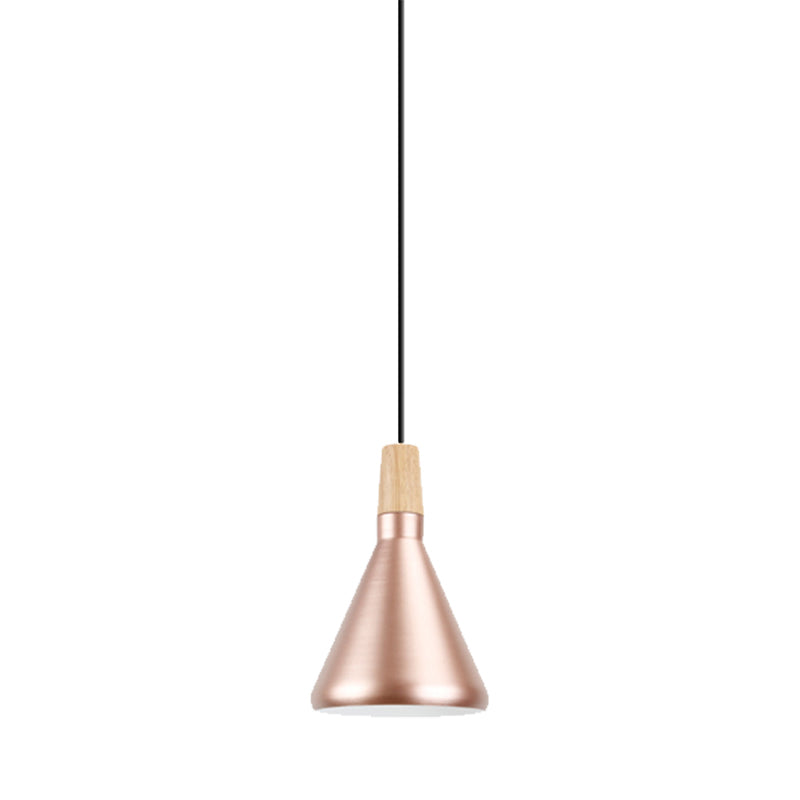 Rose Gold Pyramid Pendant Lamp 1 Head Modern Style Aluminum Hanging Lamp for Study Room Clearhalo 'Ceiling Lights' 'Modern Pendants' 'Modern' 'Pendant Lights' 'Pendants' Lighting' 182492