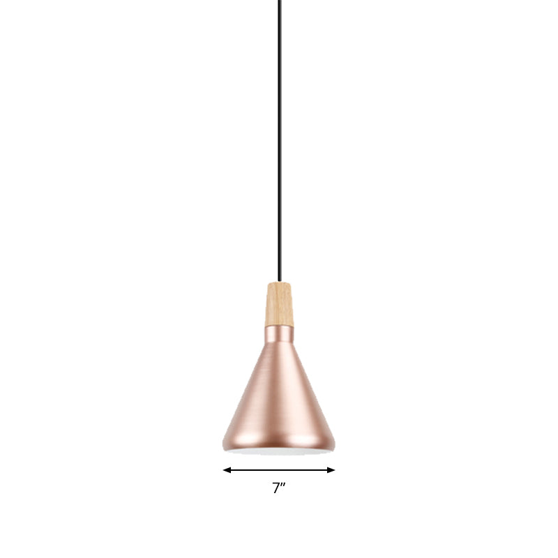 Rose Gold Pyramid Pendant Lamp 1 Head Modern Style Aluminum Hanging Lamp for Study Room Clearhalo 'Ceiling Lights' 'Modern Pendants' 'Modern' 'Pendant Lights' 'Pendants' Lighting' 182493