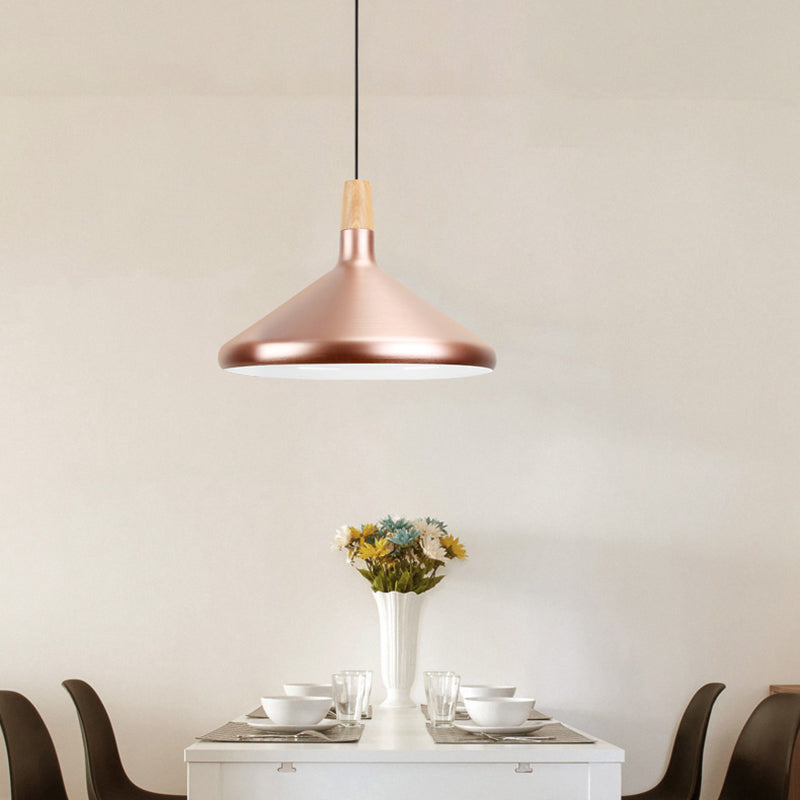 Rose Gold Pyramid Pendant Lamp 1 Head Modern Style Aluminum Hanging Lamp for Study Room Clearhalo 'Ceiling Lights' 'Modern Pendants' 'Modern' 'Pendant Lights' 'Pendants' Lighting' 182495