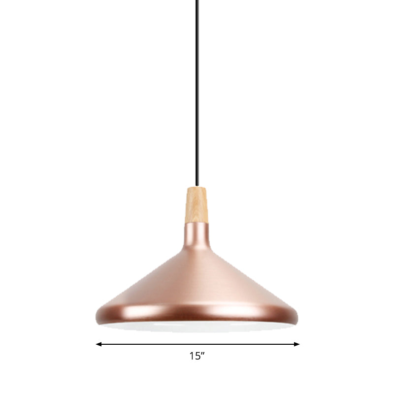 Rose Gold Pyramid Pendant Lamp 1 Head Modern Style Aluminum Hanging Lamp for Study Room Clearhalo 'Ceiling Lights' 'Modern Pendants' 'Modern' 'Pendant Lights' 'Pendants' Lighting' 182497