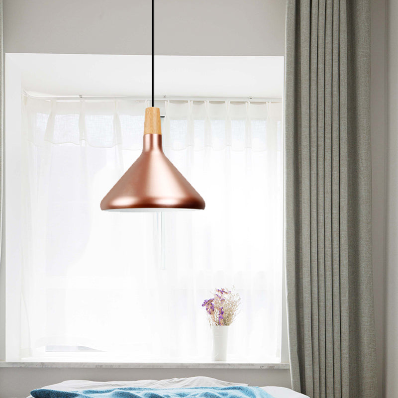 Rose Gold Pyramid Pendant Lamp 1 Head Modern Style Aluminum Hanging Lamp for Study Room Rose Gold 10.5" Clearhalo 'Ceiling Lights' 'Modern Pendants' 'Modern' 'Pendant Lights' 'Pendants' Lighting' 182498