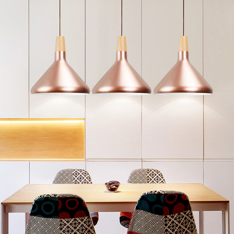 Rose Gold Pyramid Pendant Lamp 1 Head Modern Style Aluminum Hanging Lamp for Study Room Clearhalo 'Ceiling Lights' 'Modern Pendants' 'Modern' 'Pendant Lights' 'Pendants' Lighting' 182499