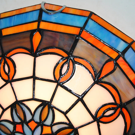 Blue/Yellow Bowl Flushmount Light Baroque Stained Glass Flush Ceiling Light for Living Room Clearhalo 'Ceiling Lights' 'Close To Ceiling Lights' 'Close to ceiling' 'Flush mount' Lighting' 18250