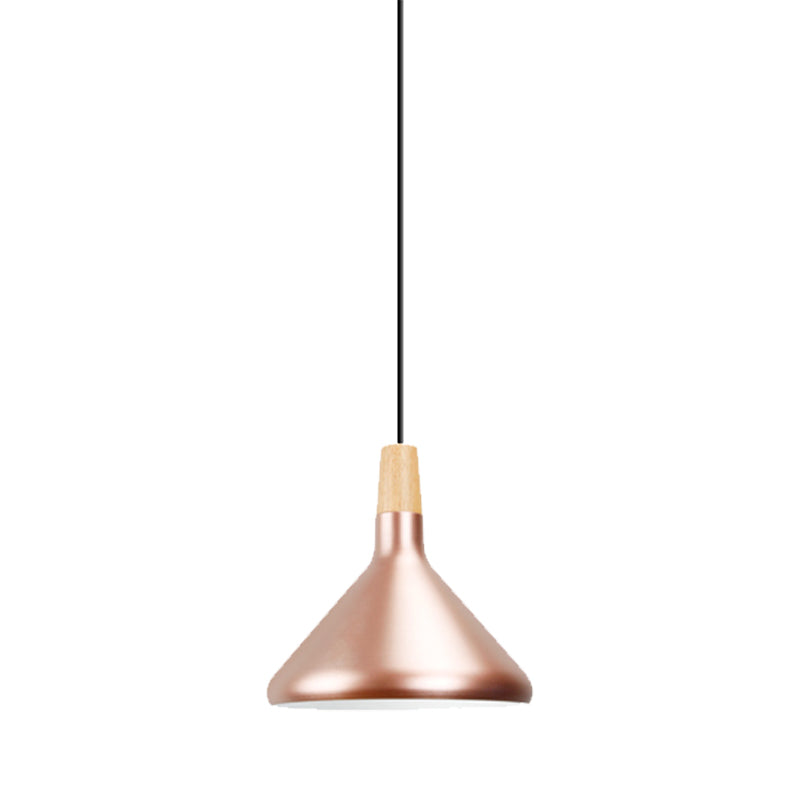 Rose Gold Pyramid Pendant Lamp 1 Head Modern Style Aluminum Hanging Lamp for Study Room Clearhalo 'Ceiling Lights' 'Modern Pendants' 'Modern' 'Pendant Lights' 'Pendants' Lighting' 182500