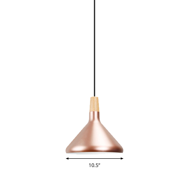 Rose Gold Pyramid Pendant Lamp 1 Head Modern Style Aluminum Hanging Lamp for Study Room Clearhalo 'Ceiling Lights' 'Modern Pendants' 'Modern' 'Pendant Lights' 'Pendants' Lighting' 182501