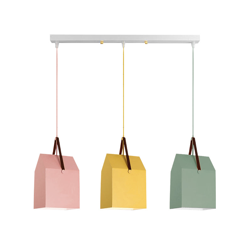 Undertint Bag Shape Pendant Light 1 Head Macaron Loft Metal Hanging Light for Cafe Clearhalo 'Ceiling Lights' 'Pendant Lights' 'Pendants' Lighting' 182583