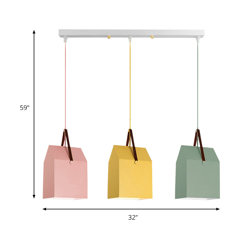 Undertint Bag Shape Pendant Light 1 Head Macaron Loft Metal Hanging Light for Cafe Clearhalo 'Ceiling Lights' 'Pendant Lights' 'Pendants' Lighting' 182584