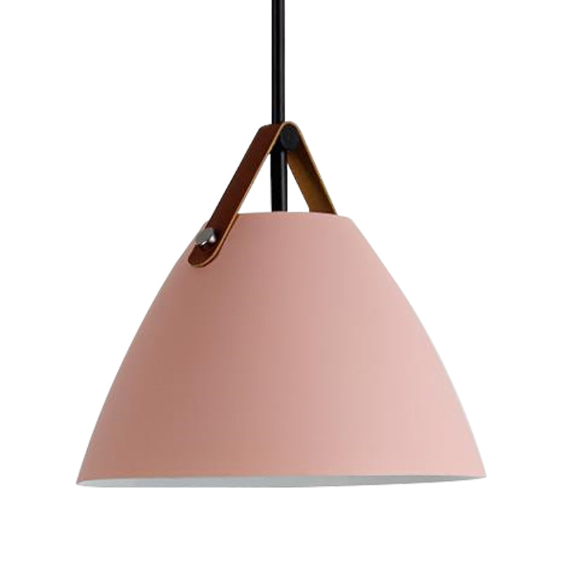 Nordic Style Curved Coolie Pendant Light One Light Aluminum Hanging Lamp in Black/Blue/Grey/Pink/White for Dining Room Clearhalo 'Ceiling Lights' 'Modern Pendants' 'Modern' 'Pendant Lights' 'Pendants' Lighting' 182640