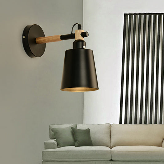 Monochrome Bucket Wall Light One Head Nordic Style Metal Sconce Light for Restaurant Clearhalo 'Wall Lamps & Sconces' 'Wall Lights' Lighting' 182662