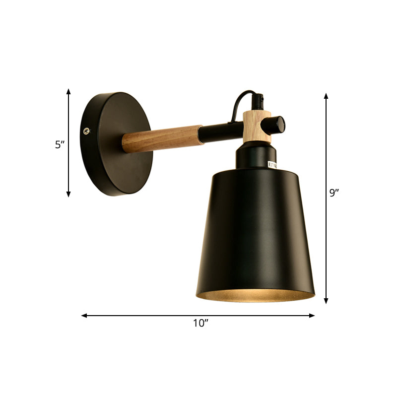 Monochrome Bucket Wall Light One Head Nordic Style Metal Sconce Light for Restaurant Clearhalo 'Wall Lamps & Sconces' 'Wall Lights' Lighting' 182664