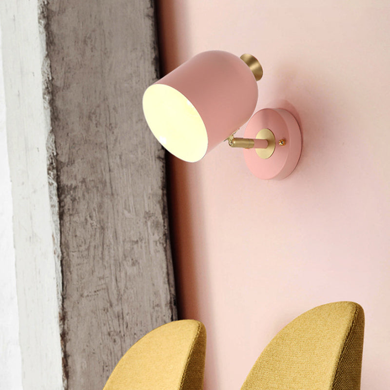 Cup Shade Dining Room Wall Lamp Metal 1 Bulb Nordic Stylish Sconce Light with Macaron Color Clearhalo 'Wall Lamps & Sconces' 'Wall Lights' Lighting' 182699