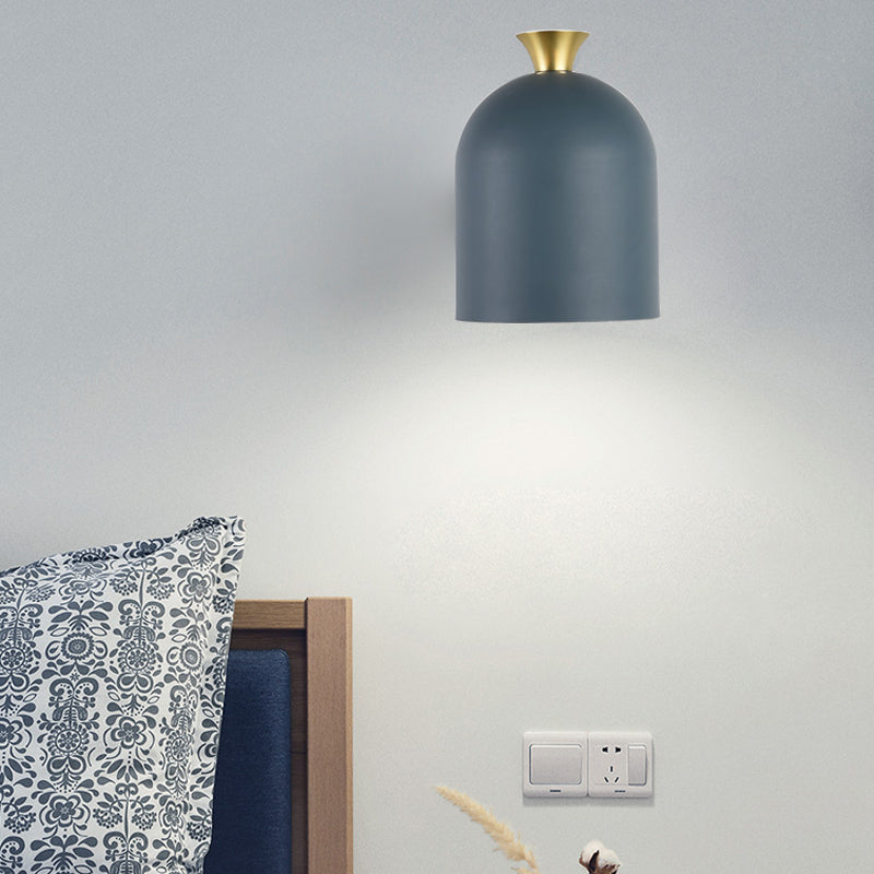 Cup Shade Dining Room Wall Lamp Metal 1 Bulb Nordic Stylish Sconce Light with Macaron Color Blue Clearhalo 'Wall Lamps & Sconces' 'Wall Lights' Lighting' 182705