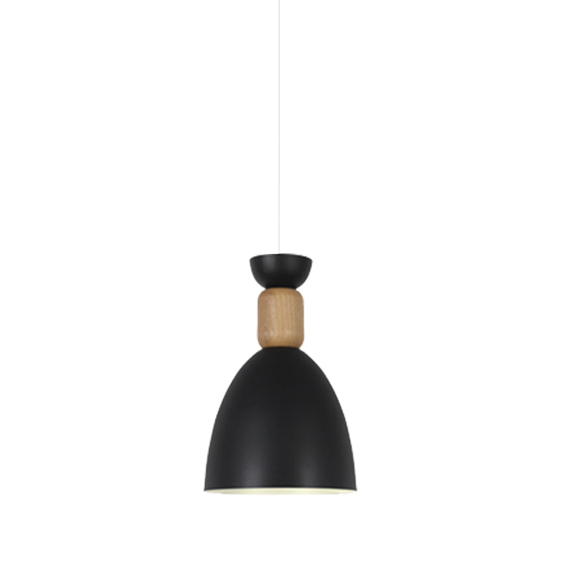 Dining Room Domed Suspension Light Metal Wood One Bulb Macaron Hanging Light Green Clearhalo 'Ceiling Lights' 'Modern Pendants' 'Modern' 'Pendant Lights' 'Pendants' Lighting' 182719