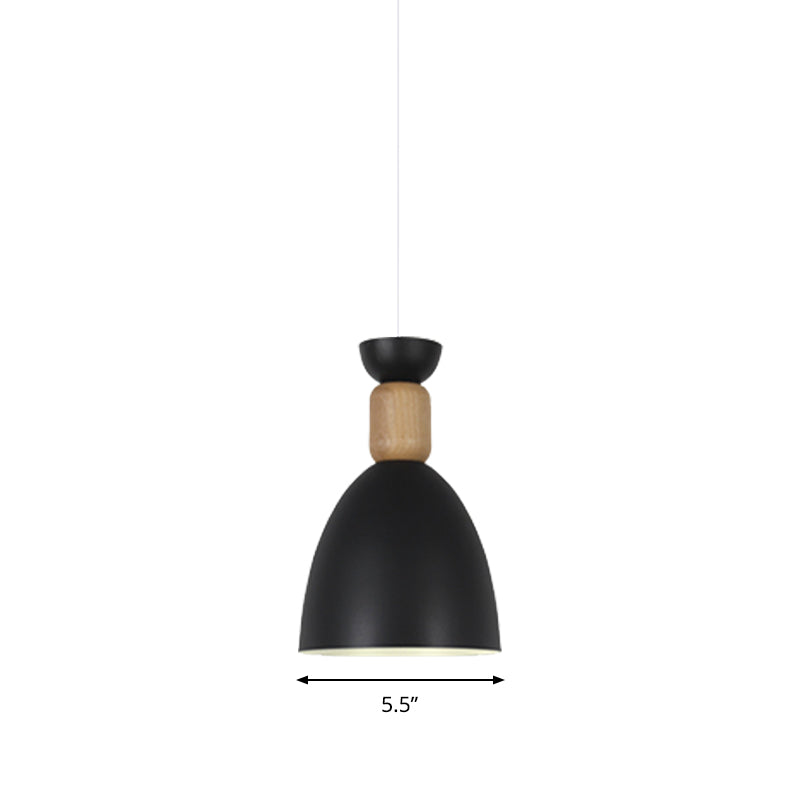 Dining Room Domed Suspension Light Metal Wood One Bulb Macaron Hanging Light Clearhalo 'Ceiling Lights' 'Modern Pendants' 'Modern' 'Pendant Lights' 'Pendants' Lighting' 182720