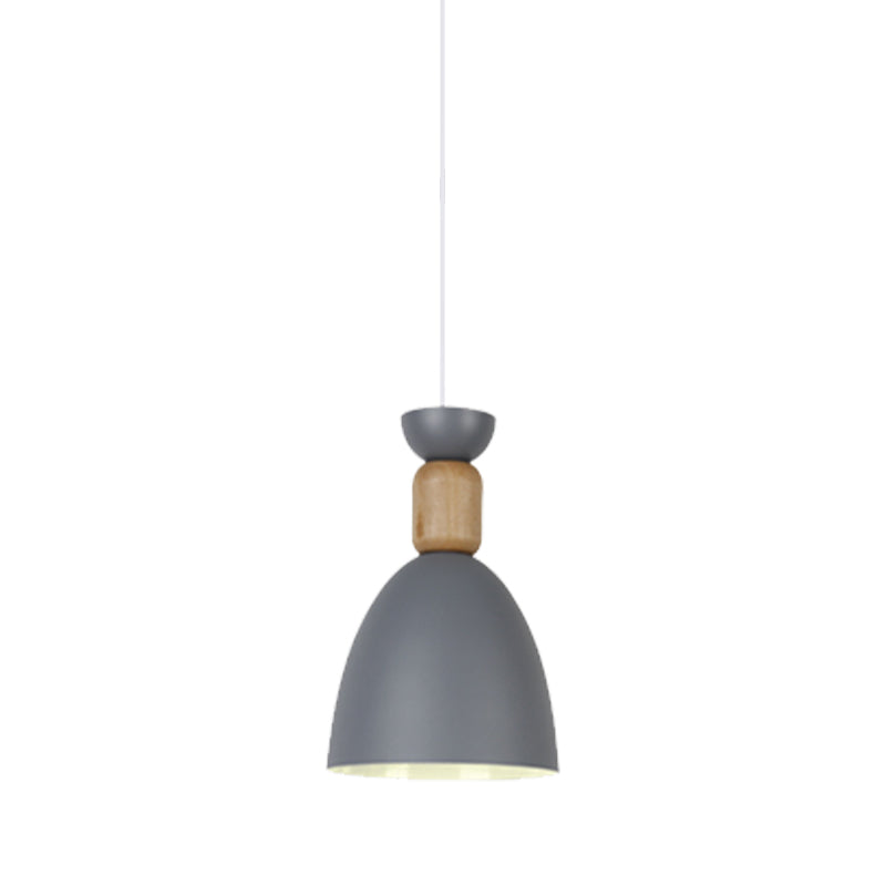 Dining Room Domed Suspension Light Metal Wood One Bulb Macaron Hanging Light Clearhalo 'Ceiling Lights' 'Modern Pendants' 'Modern' 'Pendant Lights' 'Pendants' Lighting' 182723