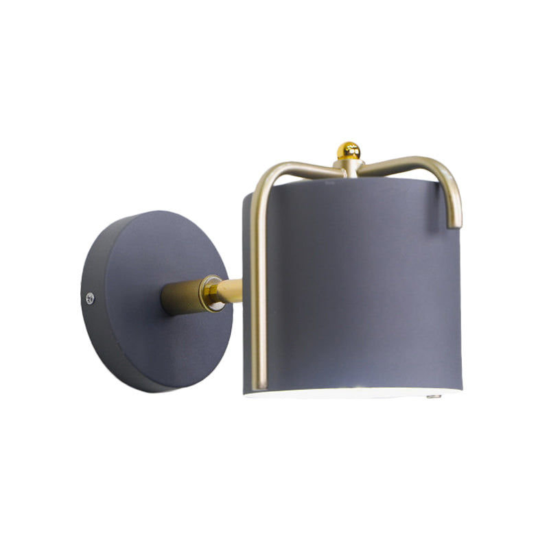 Metal Cylinder Wall Light Rotatable One Bulb Macaron Loft Sconce Light for Bedroom Mirror Clearhalo 'Wall Lamps & Sconces' 'Wall Lights' Lighting' 182841