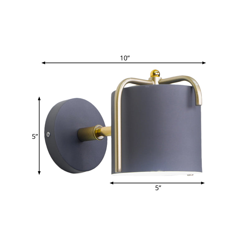 Metal Cylinder Wall Light Rotatable One Bulb Macaron Loft Sconce Light for Bedroom Mirror Clearhalo 'Wall Lamps & Sconces' 'Wall Lights' Lighting' 182842