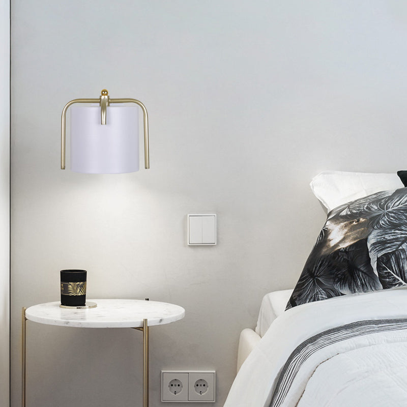 Metal Cylinder Wall Light Rotatable One Bulb Macaron Loft Sconce Light for Bedroom Mirror White Clearhalo 'Wall Lamps & Sconces' 'Wall Lights' Lighting' 182843