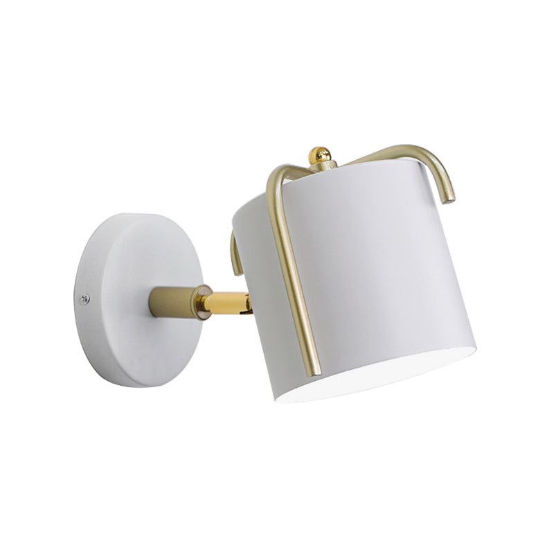 Metal Cylinder Wall Light Rotatable One Bulb Macaron Loft Sconce Light for Bedroom Mirror Clearhalo 'Wall Lamps & Sconces' 'Wall Lights' Lighting' 182844