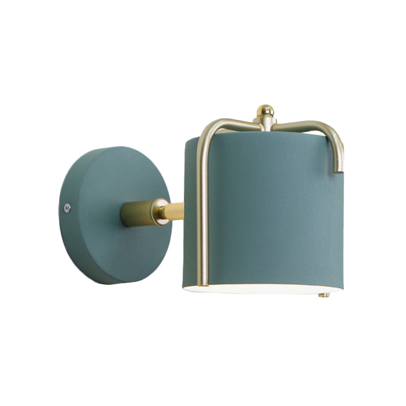 Metal Cylinder Wall Light Rotatable One Bulb Macaron Loft Sconce Light for Bedroom Mirror Clearhalo 'Wall Lamps & Sconces' 'Wall Lights' Lighting' 182847