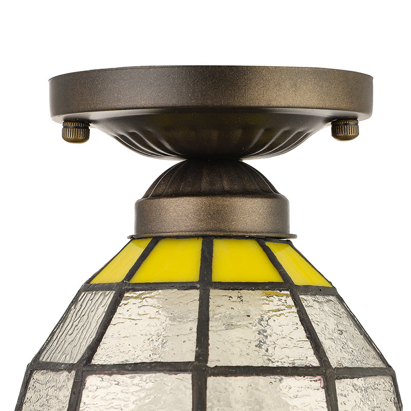 Domed Flush Light Fixture Vintage Stained Glass 1 Light Flush Mount Light Fixture for Bedroom Clearhalo 'Ceiling Lights' 'Chandeliers' 'Close To Ceiling Lights' 'Close to ceiling' 'Semi-flushmount' 'Tiffany close to ceiling' 'Tiffany' Lighting' 182857