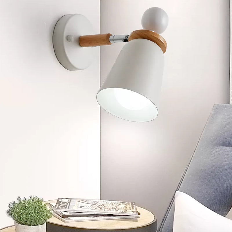 Baby Bedroom Bell Wall Light Metal Single Light Macaron Loft Undertint Sconce Lamp White Clearhalo 'Wall Lamps & Sconces' 'Wall Lights' Lighting' 182858