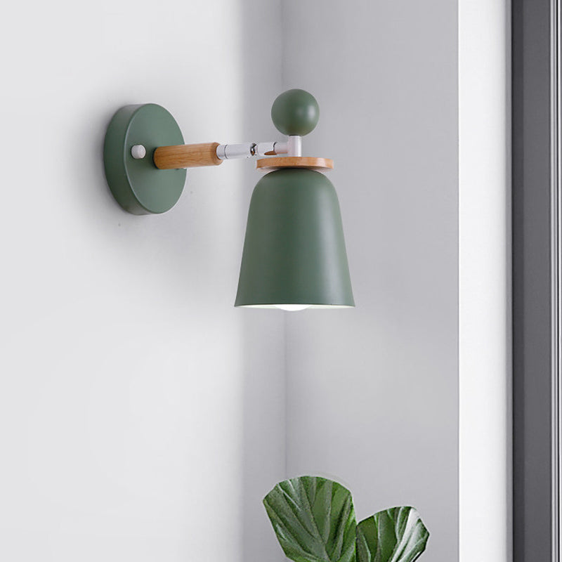 Baby Bedroom Bell Wall Light Metal Single Light Macaron Loft Undertint Sconce Lamp Green Clearhalo 'Wall Lamps & Sconces' 'Wall Lights' Lighting' 182862