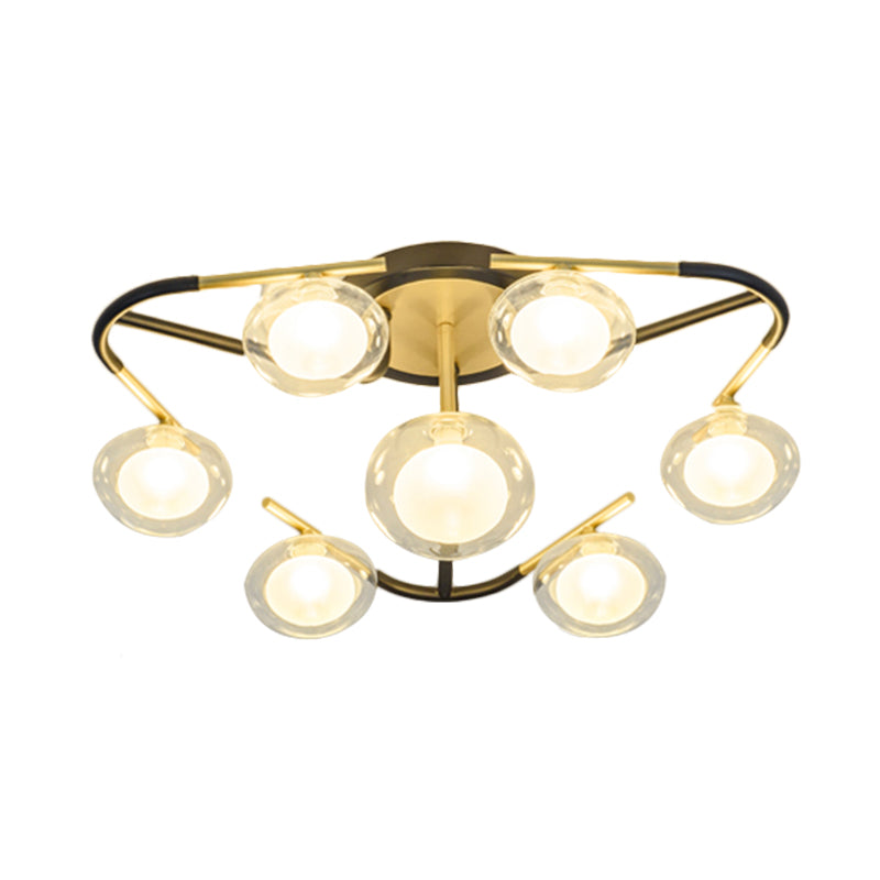 Black Multiple Rod Semi Flush Mount Modernist Multi Lights Led Metal Semi Flush Mount Lamp with Clear Glass Ball Shade Clearhalo 'Ceiling Lights' 'Close To Ceiling Lights' 'Close to ceiling' 'Semi-flushmount' Lighting' 182900